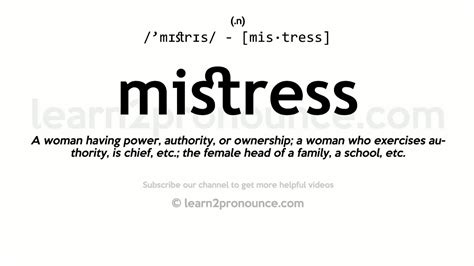 mistress m|Mistress Definition & Meaning .